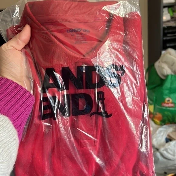 LAND’S End School Uniform Girls' Long Sleeve FeminineFit Interlock Polo Shirt XL - Picture 2 of 3